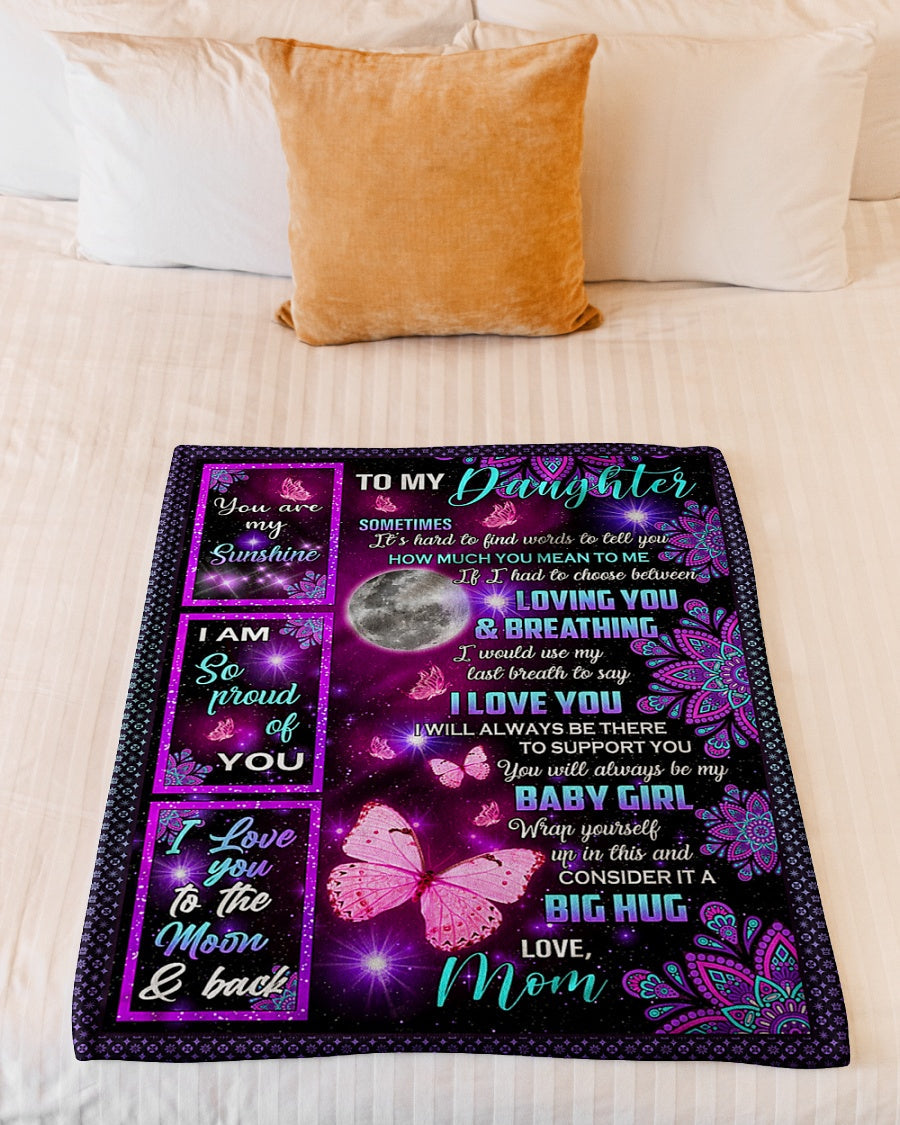 Butterfly I Love You Daughter Gift Flannel Blanket For Cozy Bedroom Sofa Decor
