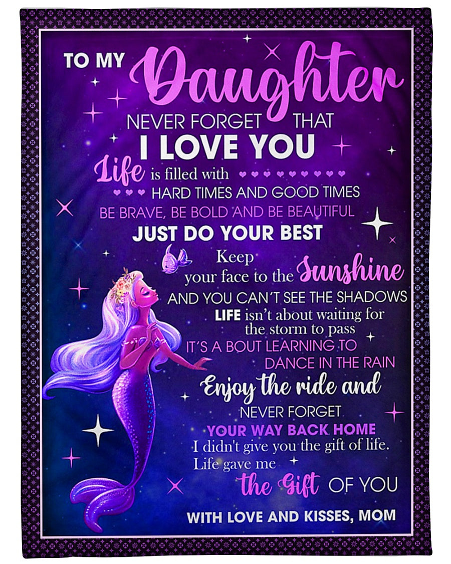 Mermaid Never Forget That I Love You Mom To Daughter Flannel Blanket For Cozy Bedroom Sofa Decor