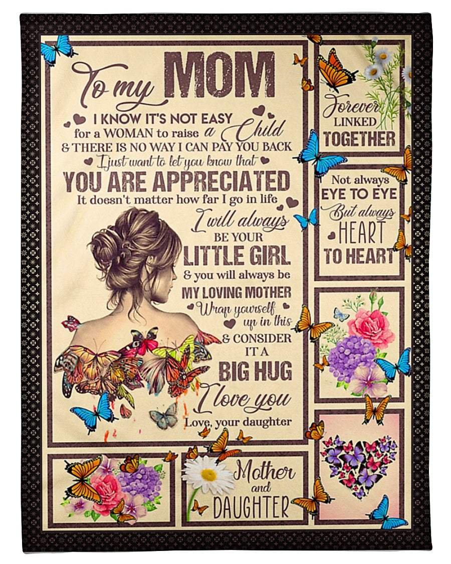 Butterfly To My Mom You Will Always Be My Loving Mom Flannel Blanket For Cozy Bedroom Sofa Decor