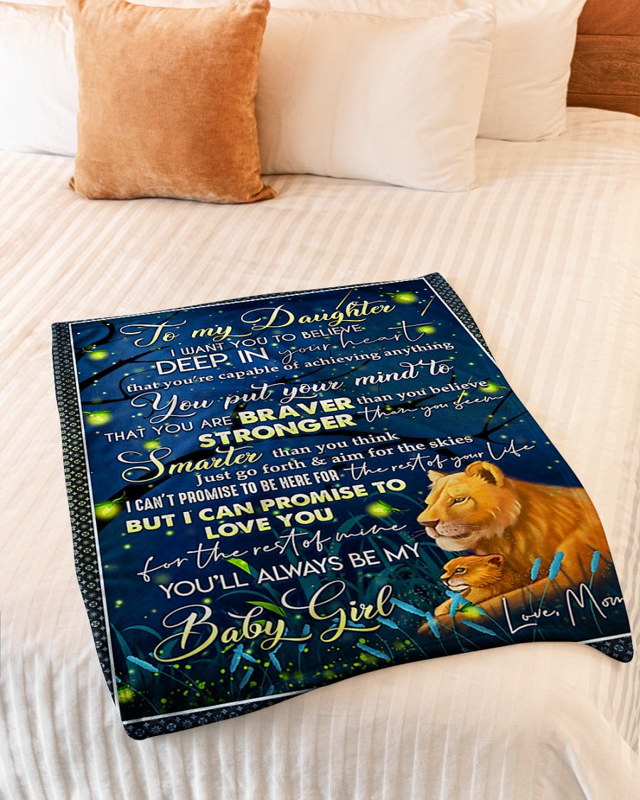 Lion Deep In Your Heart Daughter Gift Flannel Blanket For Cozy Bedroom Sofa Decor