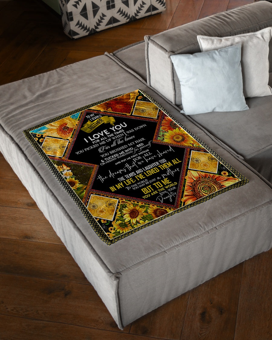 Sunflower You Will Always Be My Loving Mother Flannel Blanket For Cozy Bedroom Sofa Decor