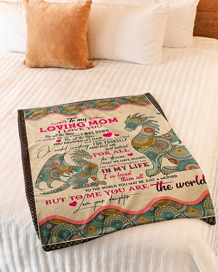 Hippie To My Mom Dragon In My Life Flannel Blanket For Cozy Bedroom Sofa Decor