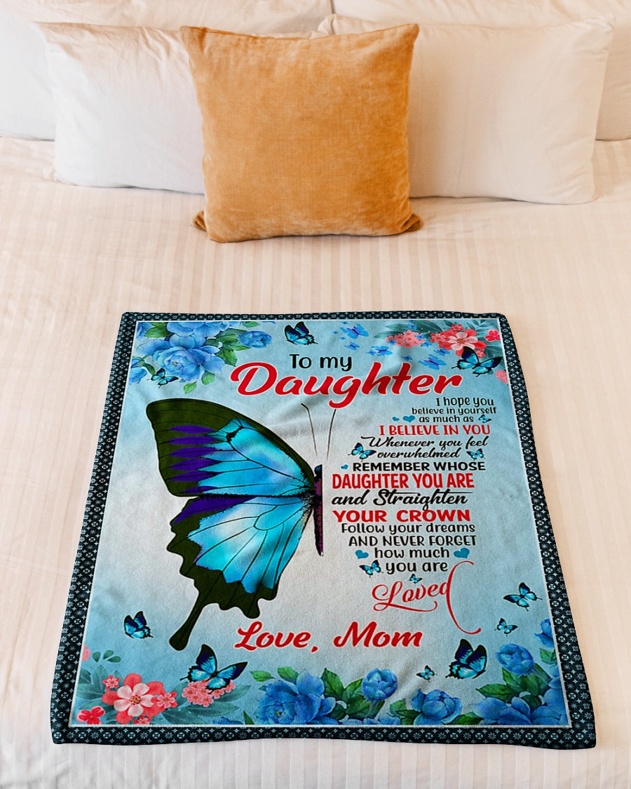 Butterfly You Are My Sunshine Daughter Gift Flannel Blanket For Cozy Bedroom Sofa Decor