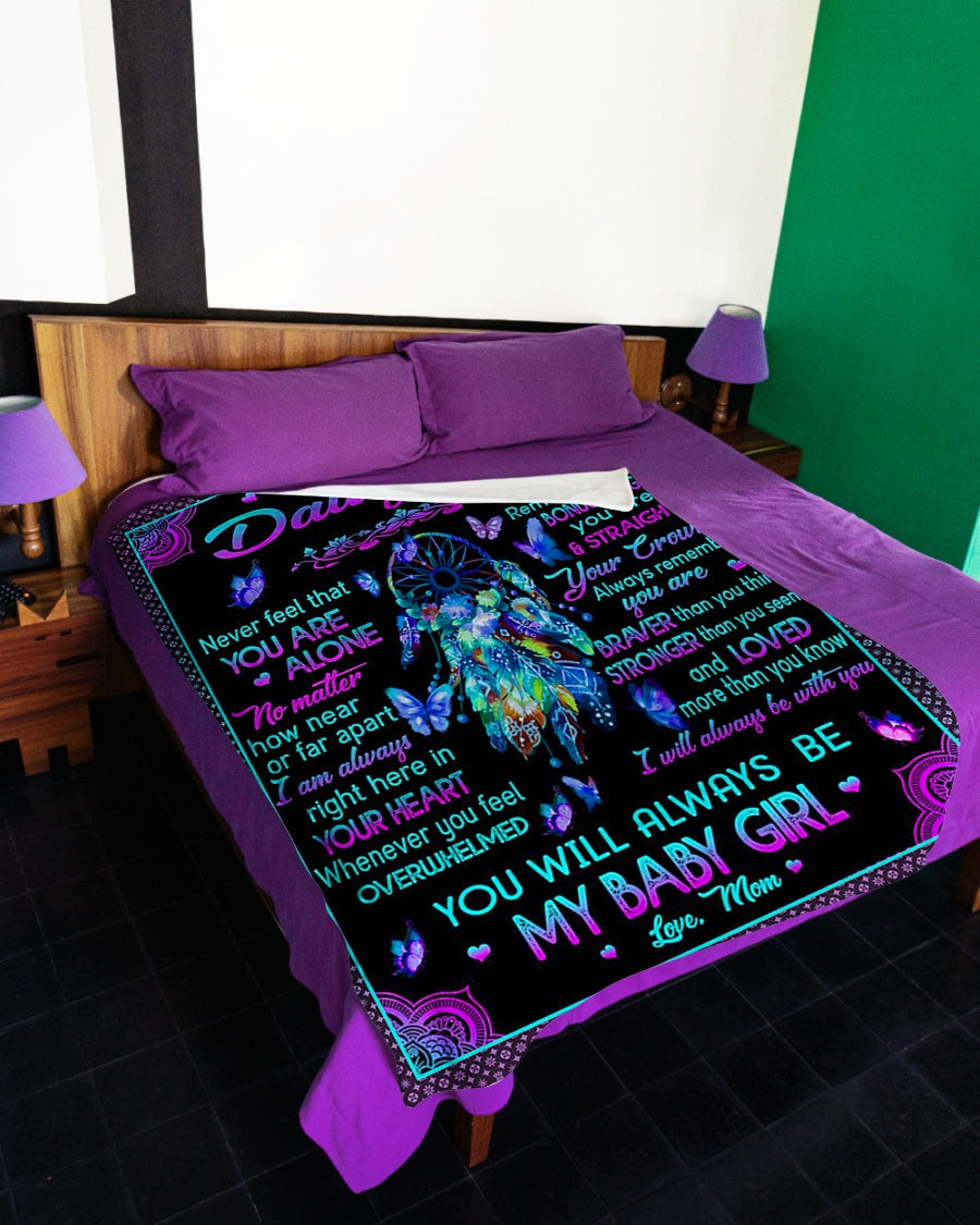 Family Never Feel That You Are Alone To Bonus Daughter Flannel Blanket For Cozy Bedroom Sofa Decor
