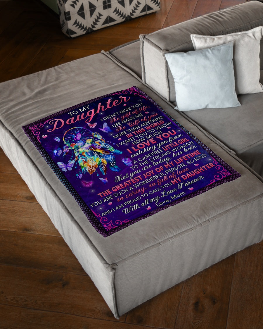 Family I Didn't Give You The Gift Of Life Mom To Daughter Purple Flannel Blanket For Cozy Bedroom Sofa Decor
