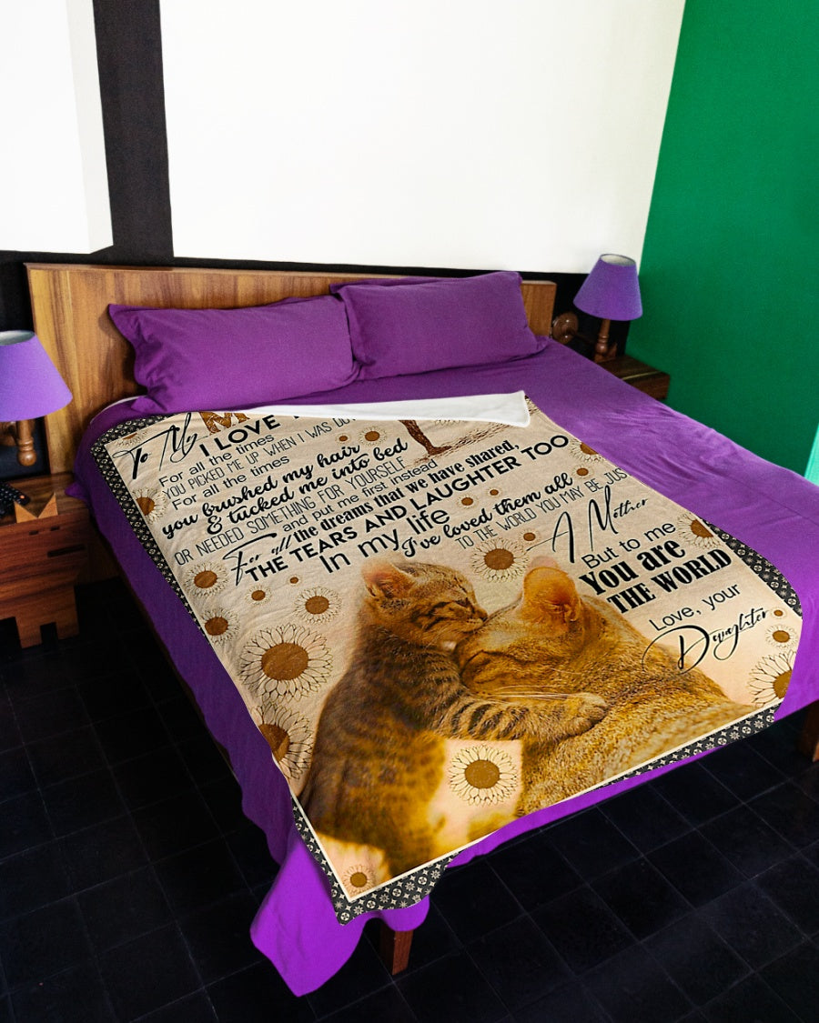 Cat To My Mom Cat In My Life Flannel Blanket For Cozy Bedroom Sofa Decor