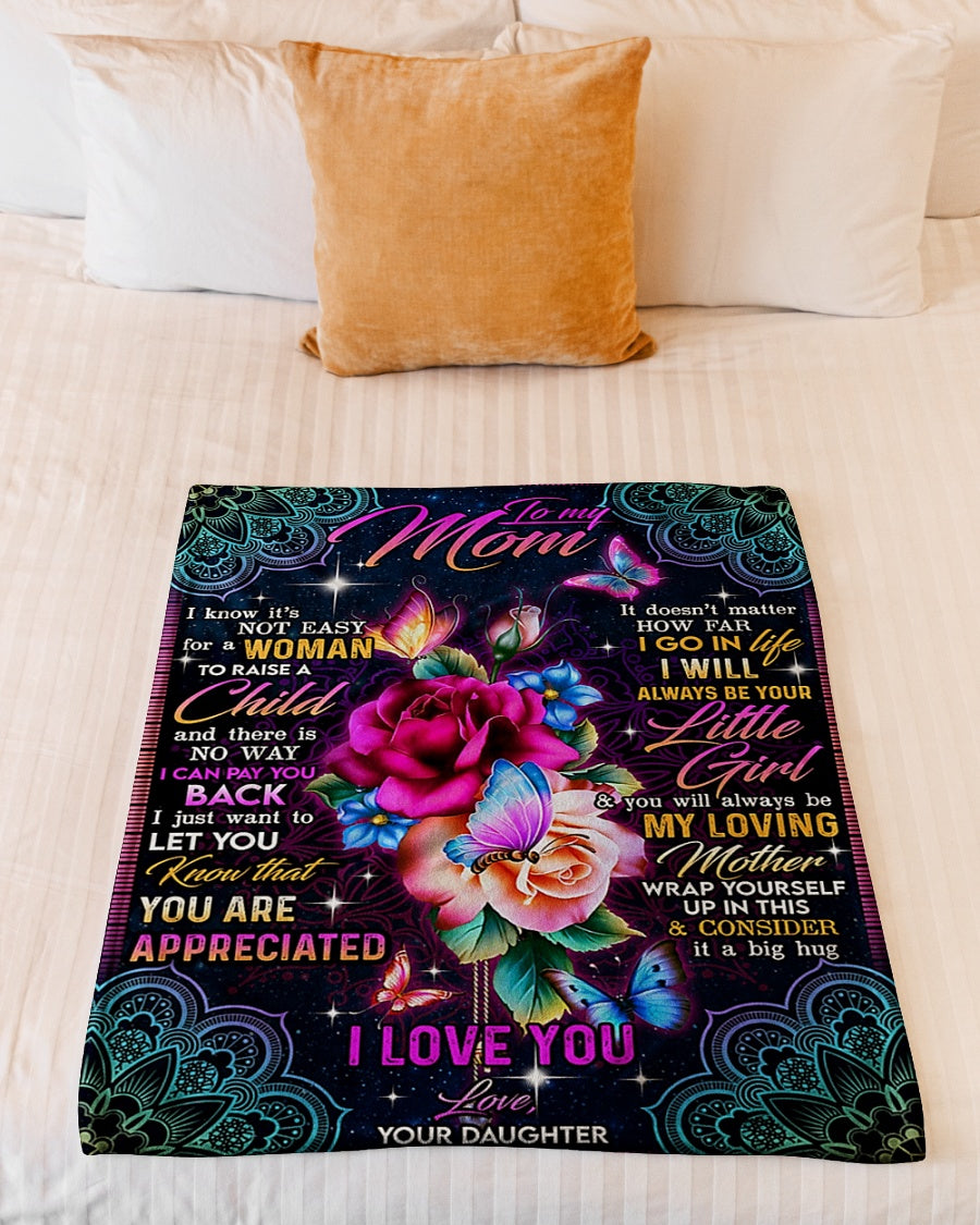 Rose I Love You With All My Heart My Loving Mother Flannel Blanket For Cozy Bedroom Sofa Decor