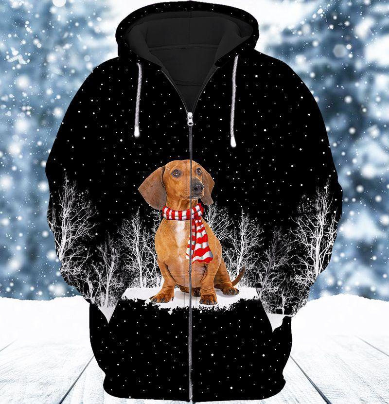 Dachshund Love Snow Dog Hoodie For Pet Enthusiasts Weekend Outings And Relaxed Daily Style