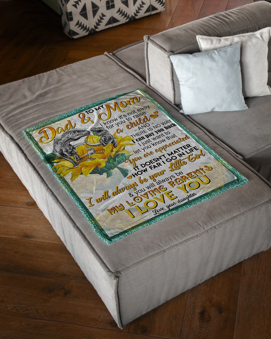 Dinosaur Lover Dad And Mom Dinosaur You Are Appreciated Flannel Blanket For Cozy Bedroom Sofa Decor