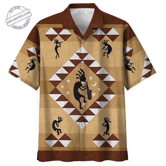 Southwestern Geometric Peace Hawaiian Shirt For Relaxed Getaway, Resort Escape, And Summer Event Style
