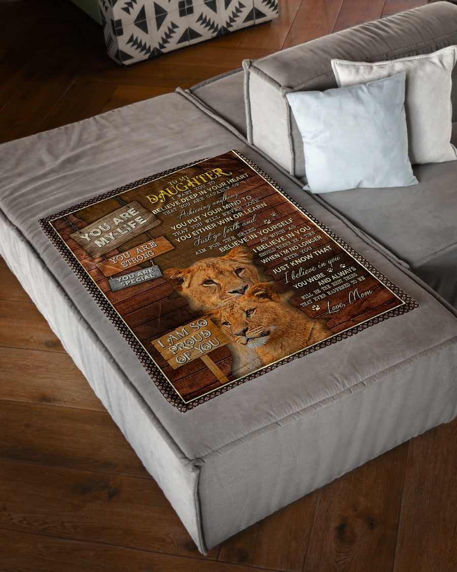 Lion You Are My Life Daughter Gift Flannel Blanket For Cozy Bedroom Sofa Decor