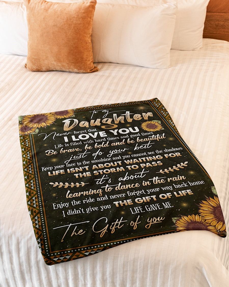 Sunflower To My Daughter Life Is Filled With Hard Times Flannel Blanket For Cozy Bedroom Sofa Decor
