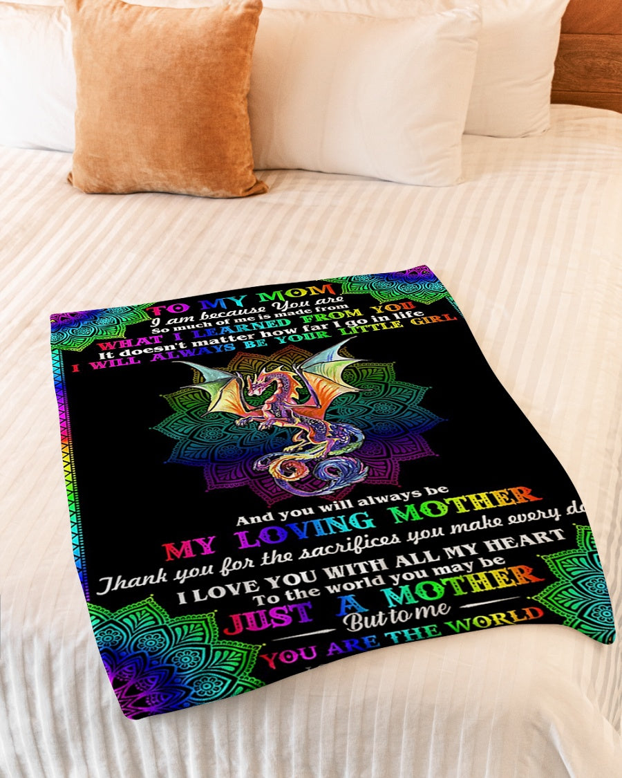 Dragon Love To My Mom Dragon Thank You Flannel Blanket For Cozy Bedroom Sofa Decor