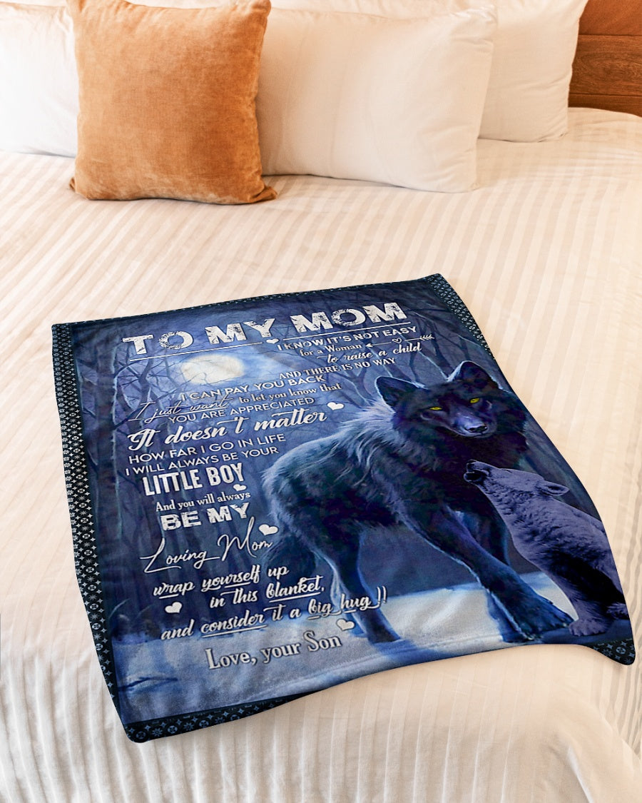 Wolf To My Mom Little Boy Flannel Blanket For Cozy Bedroom Sofa Decor