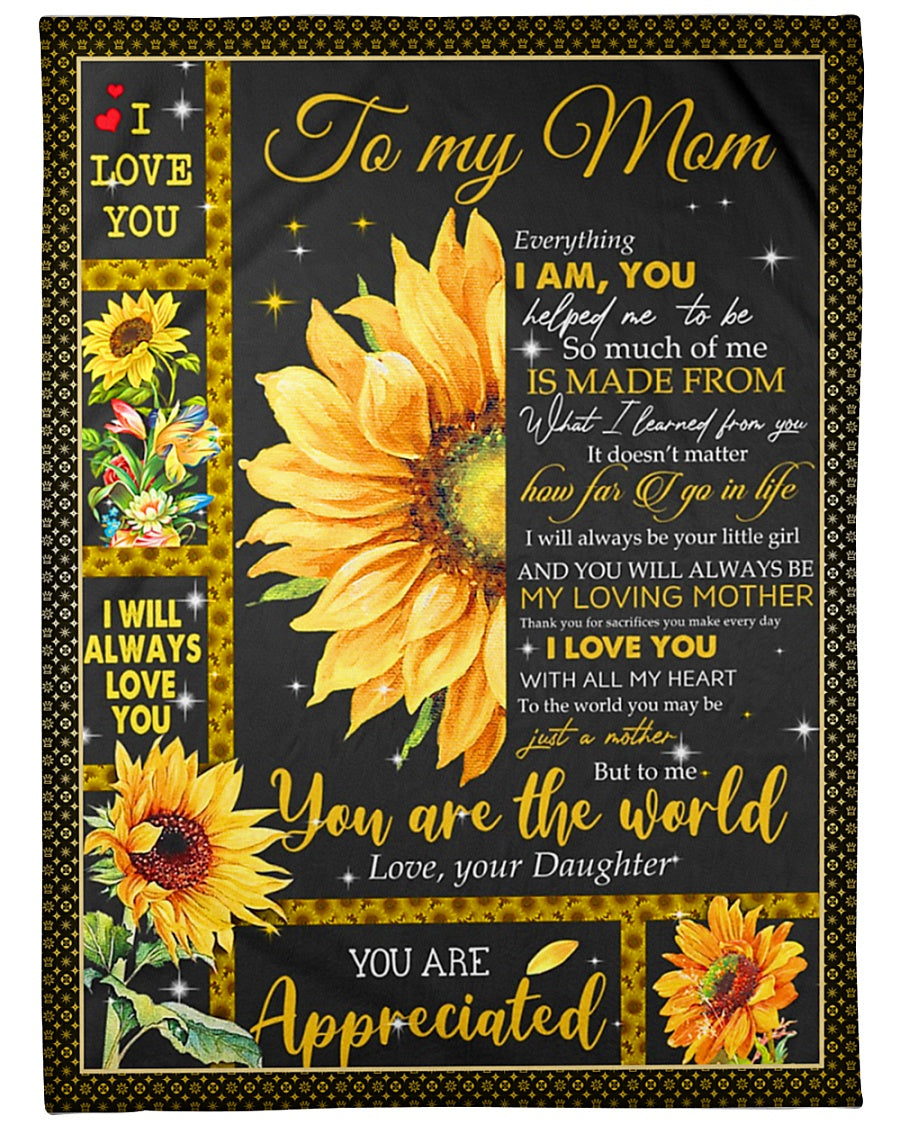Sunflower To My Mom Flannel Blanket For Cozy Bedroom Sofa Decor
