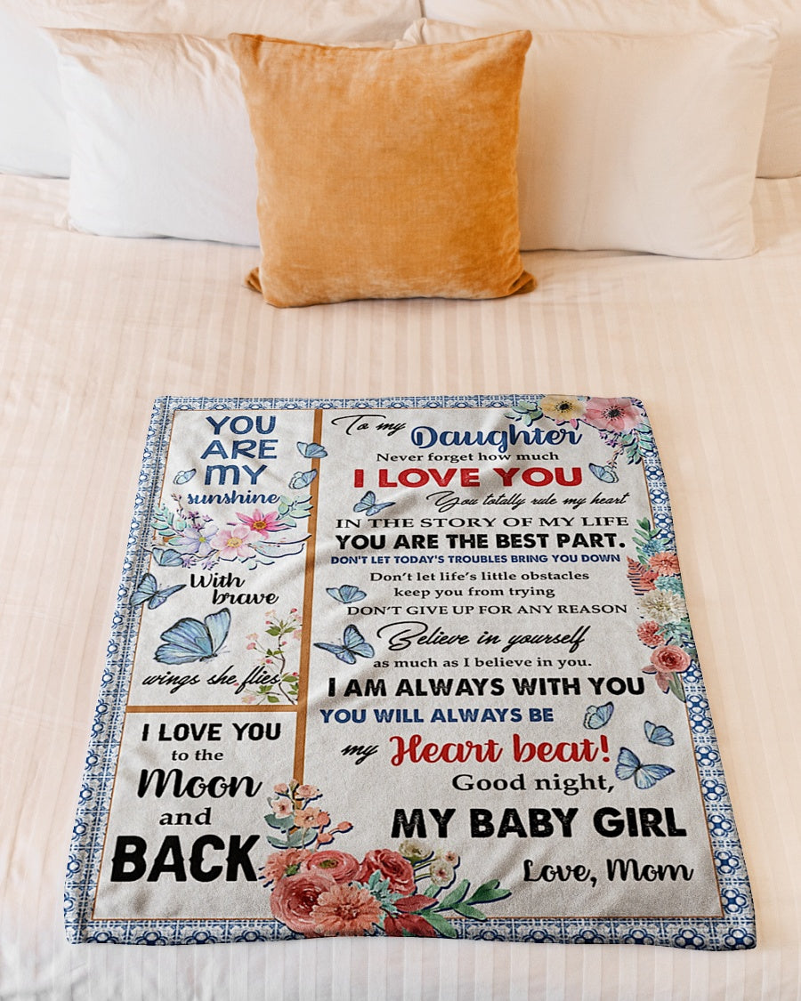 Butterfly You Are My Sunshine Gift Flannel Blanket For Cozy Bedroom Sofa Decor