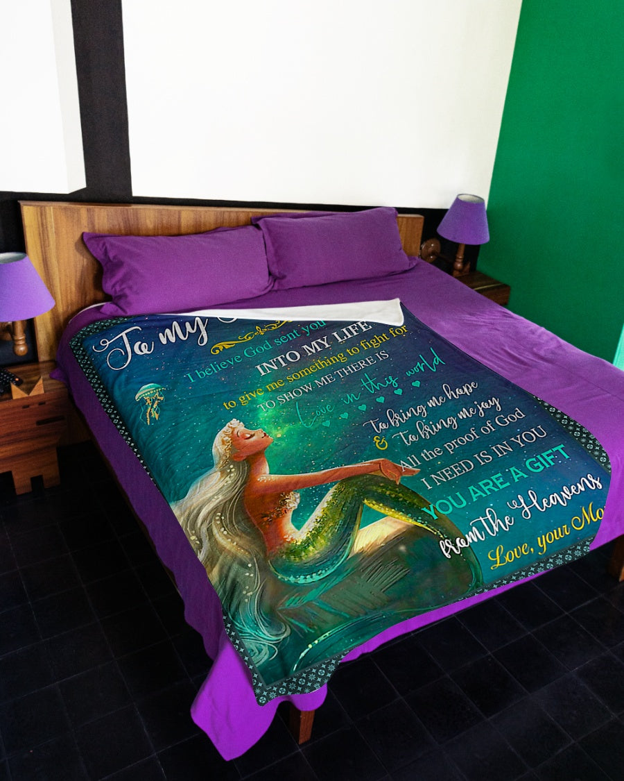 Mermaid You Are The Gift From The Heavens Mom To Daughter Flannel Blanket For Cozy Bedroom Sofa Decor