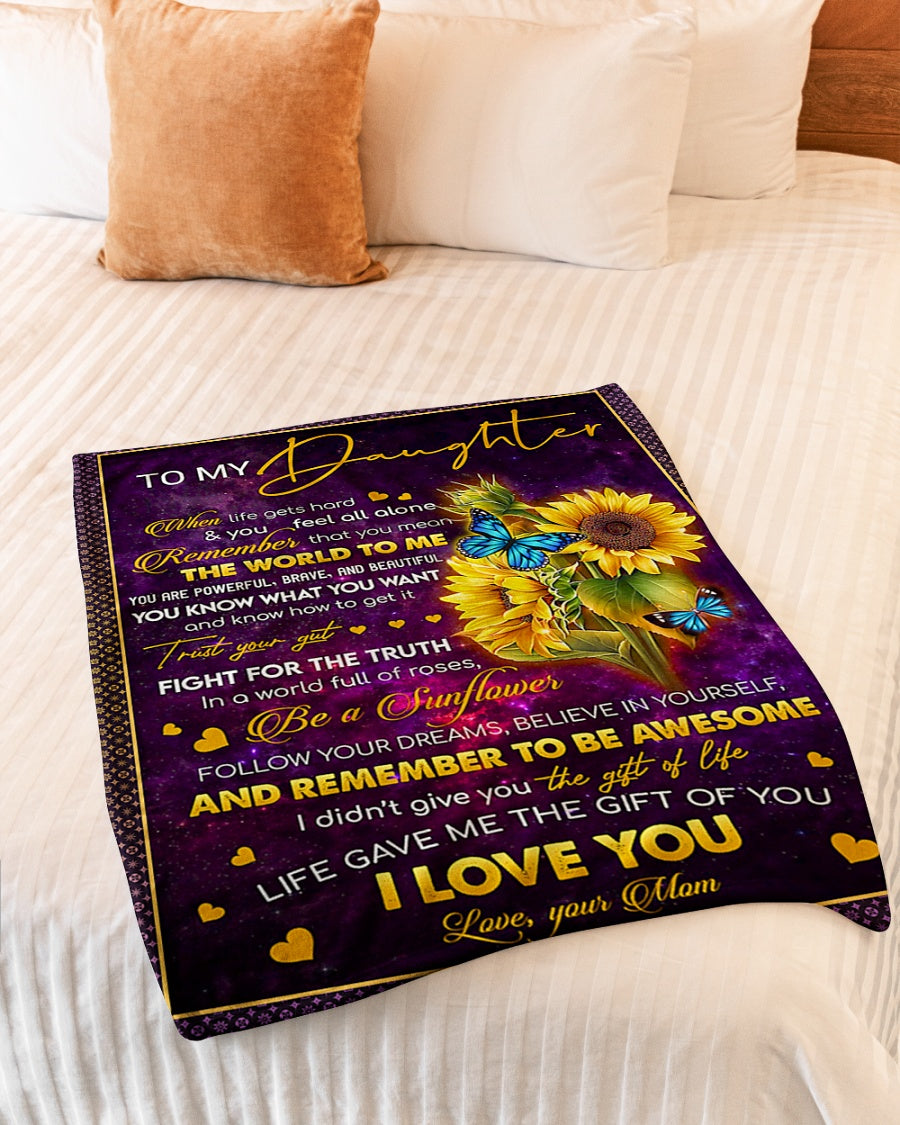Family When Life Gets Hard You Feel Alone Mom To Daughter Flannel Blanket For Cozy Bedroom Sofa Decor