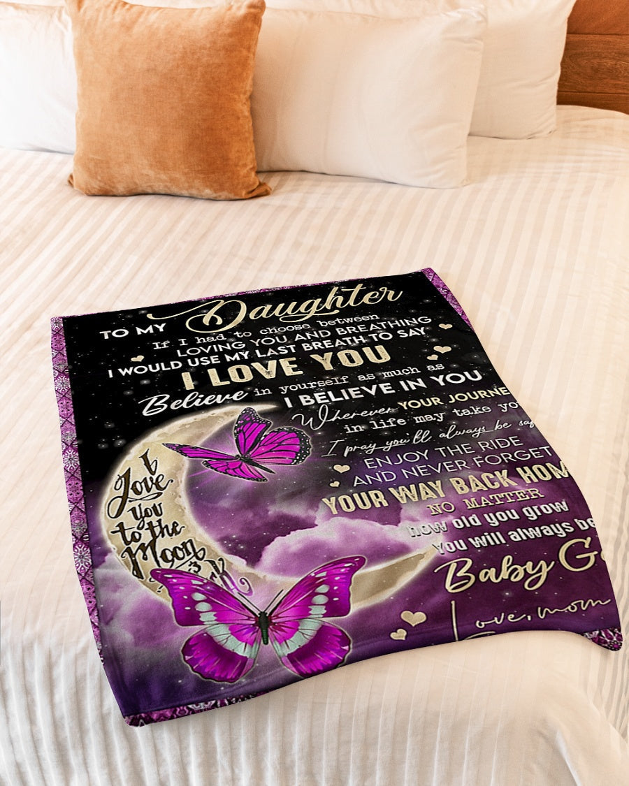 Butterfly You Way Back Home Daughter Gift I Love You Flannel Blanket For Cozy Bedroom Sofa Decor