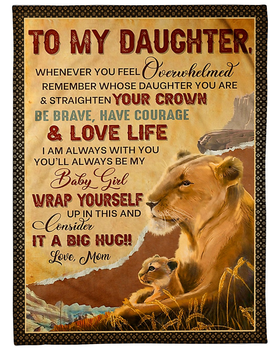 Lion Consider Big Hug Daughter Gift Flannel Blanket For Cozy Bedroom Sofa Decor