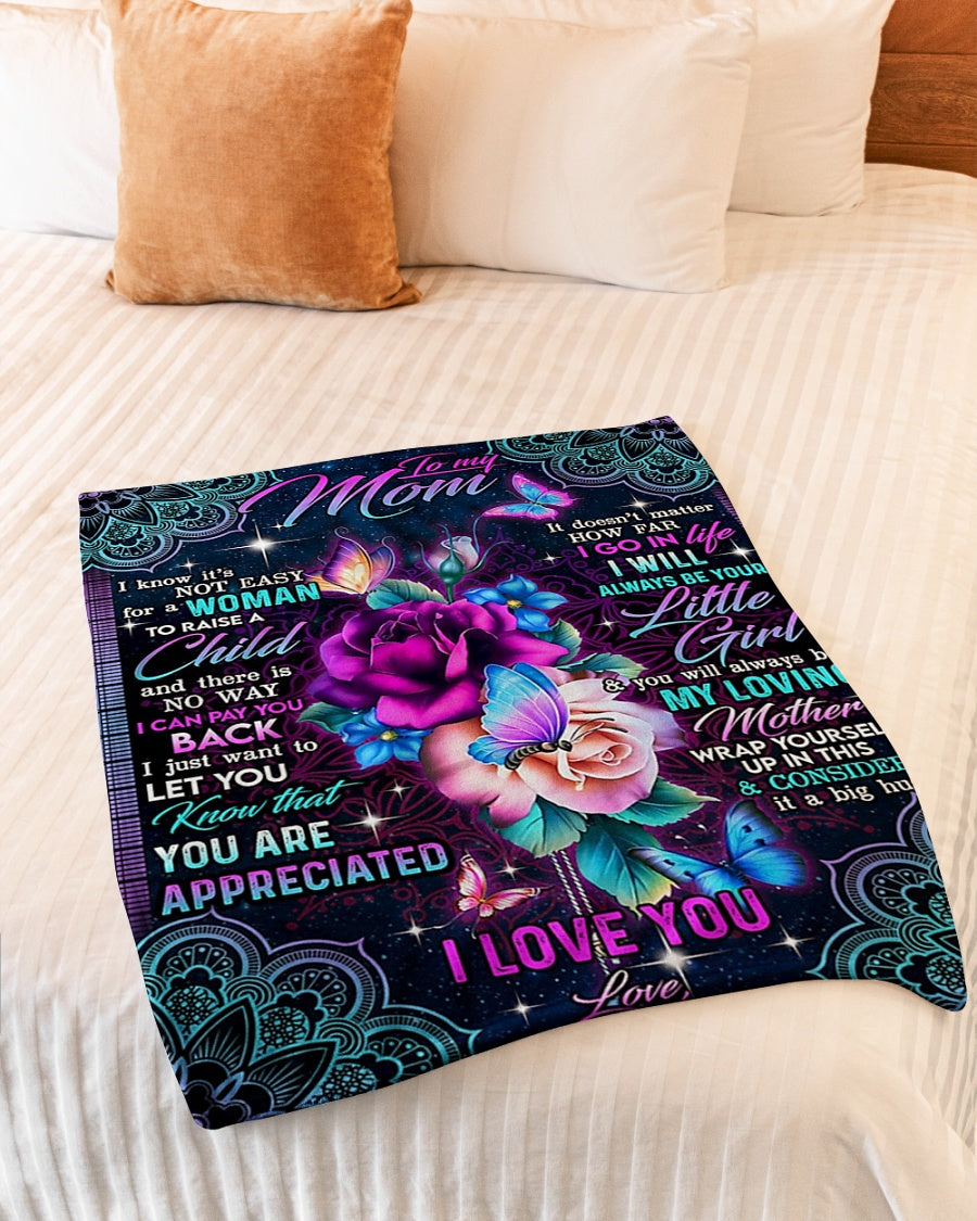 Rose You Will Always Be My Loving Mother Big Hug Flannel Blanket For Cozy Bedroom Sofa Decor