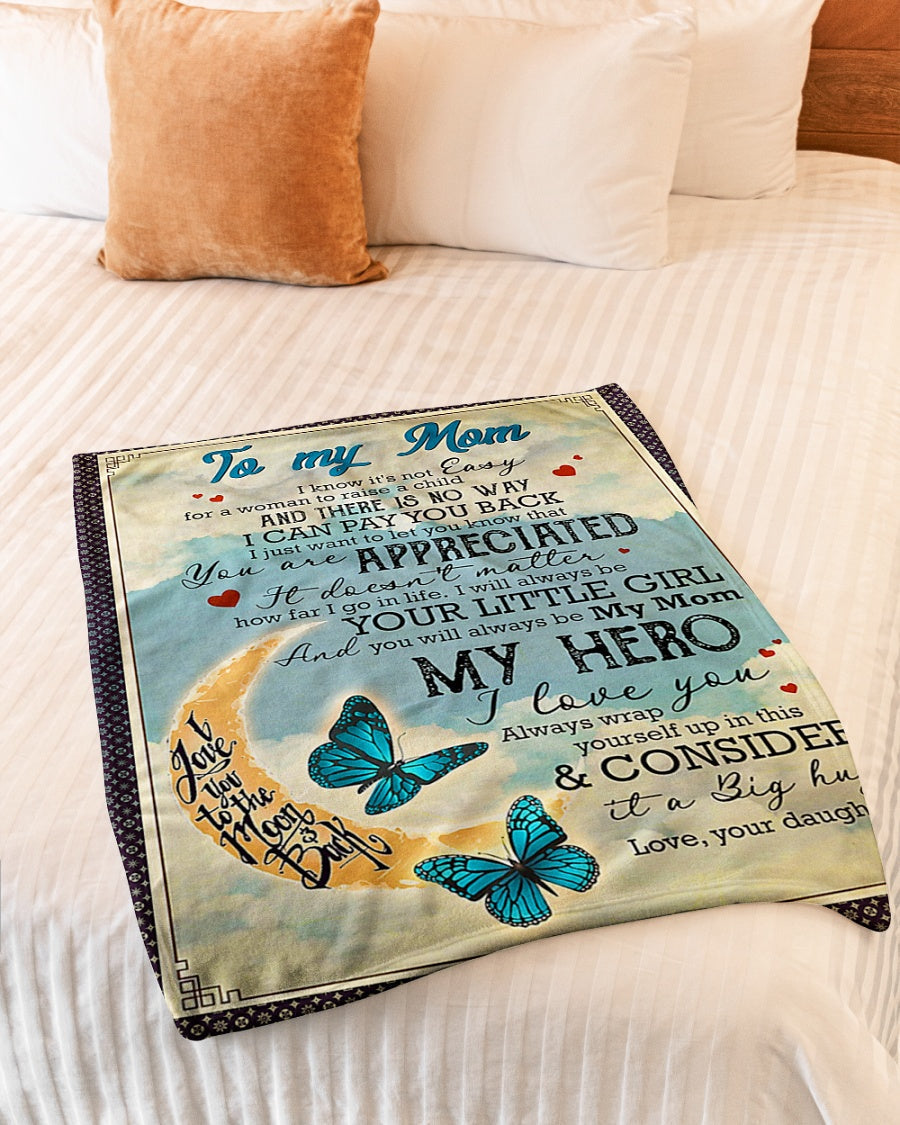 Butterfly To My Mother My Mom My Hero Flannel Blanket For Cozy Bedroom Sofa Decor