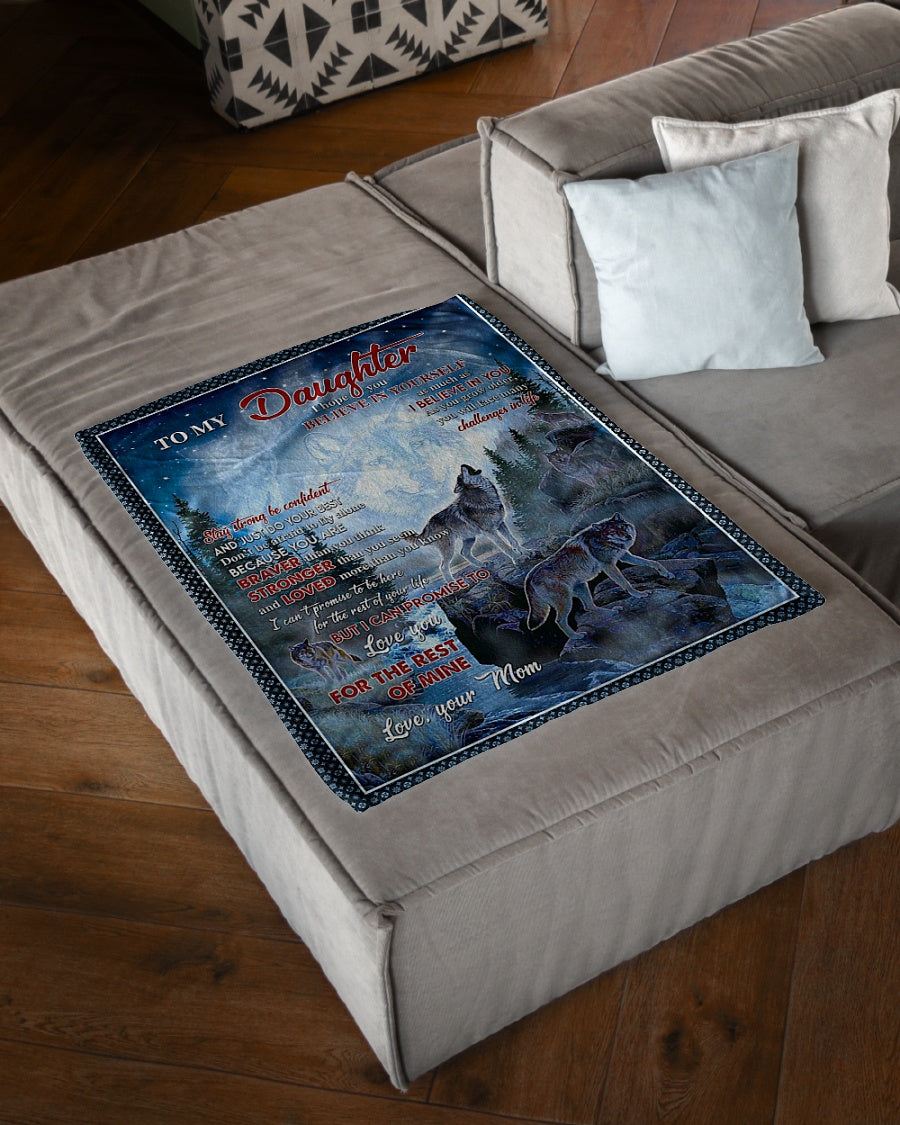 Wolf Believe In Yourself Daughter Gift Flannel Blanket For Cozy Bedroom Sofa Decor