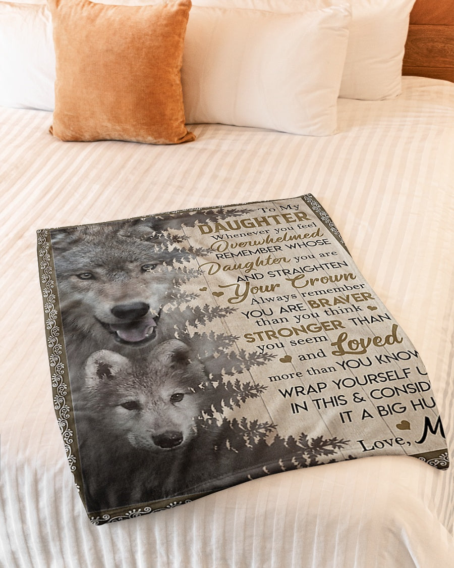 Wolf Big Hug Mom To Daughter Flannel Blanket For Cozy Bedroom Sofa Decor