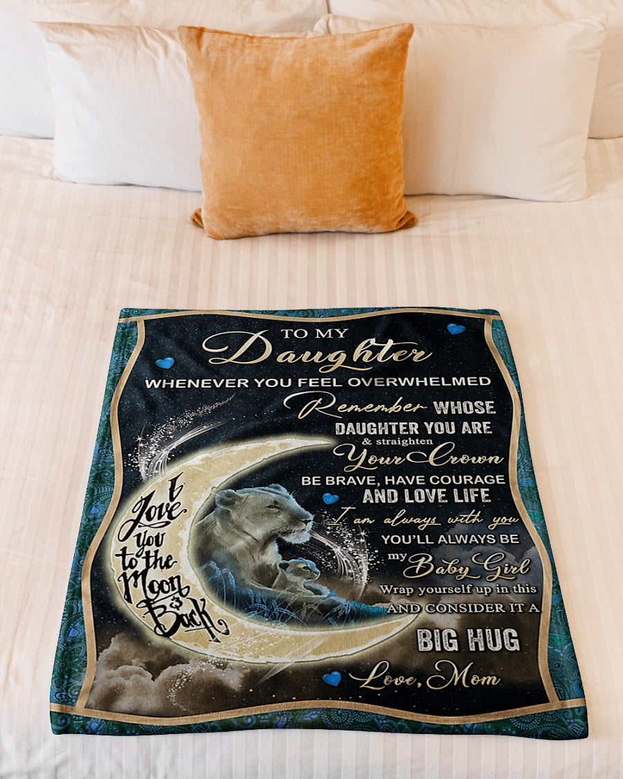Lion I Love You Daughter Gift Flannel Blanket For Cozy Bedroom Sofa Decor