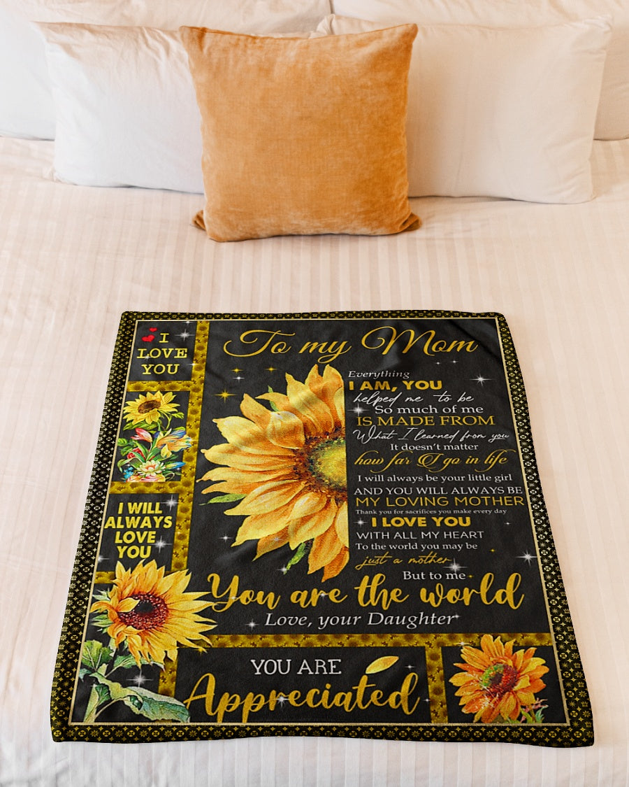 Sunflower To My Mom Flannel Blanket For Cozy Bedroom Sofa Decor