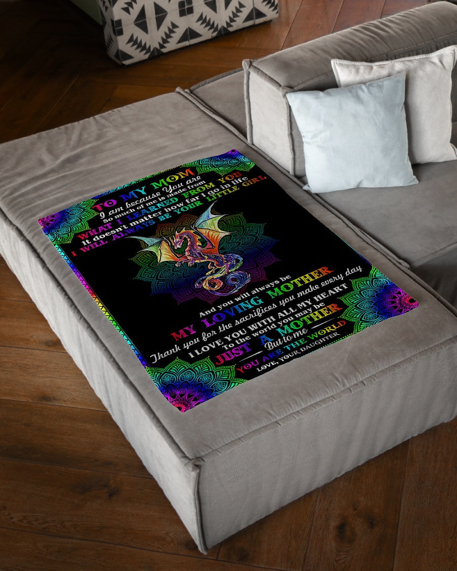 Dragon Love To My Mom Dragon Thank You Flannel Blanket For Cozy Bedroom Sofa Decor