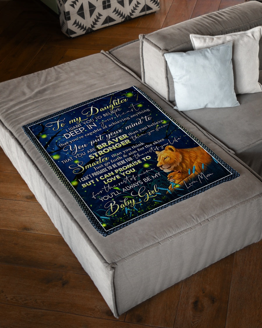 Lion Deep In Your Heart Daughter Gift Flannel Blanket For Cozy Bedroom Sofa Decor