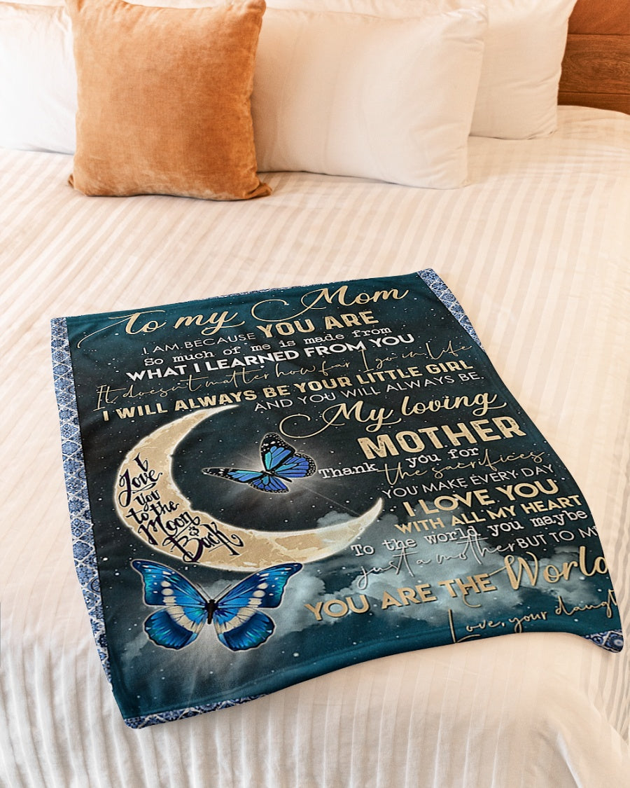 Butterfly To My Mother From Daughter Flannel Blanket For Cozy Bedroom Sofa Decor