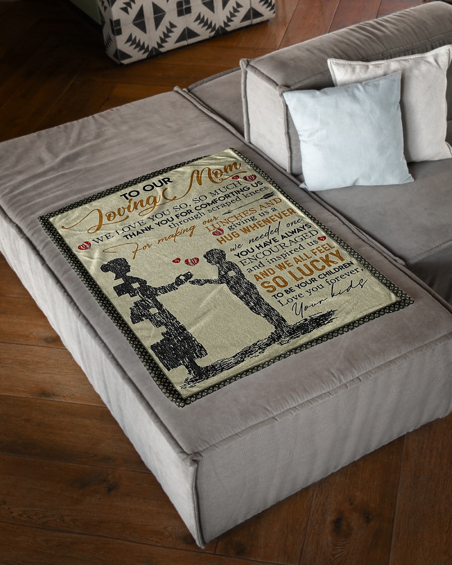 Family Love To Our Loving Mom Flannel Blanket For Cozy Bedroom Sofa Decor