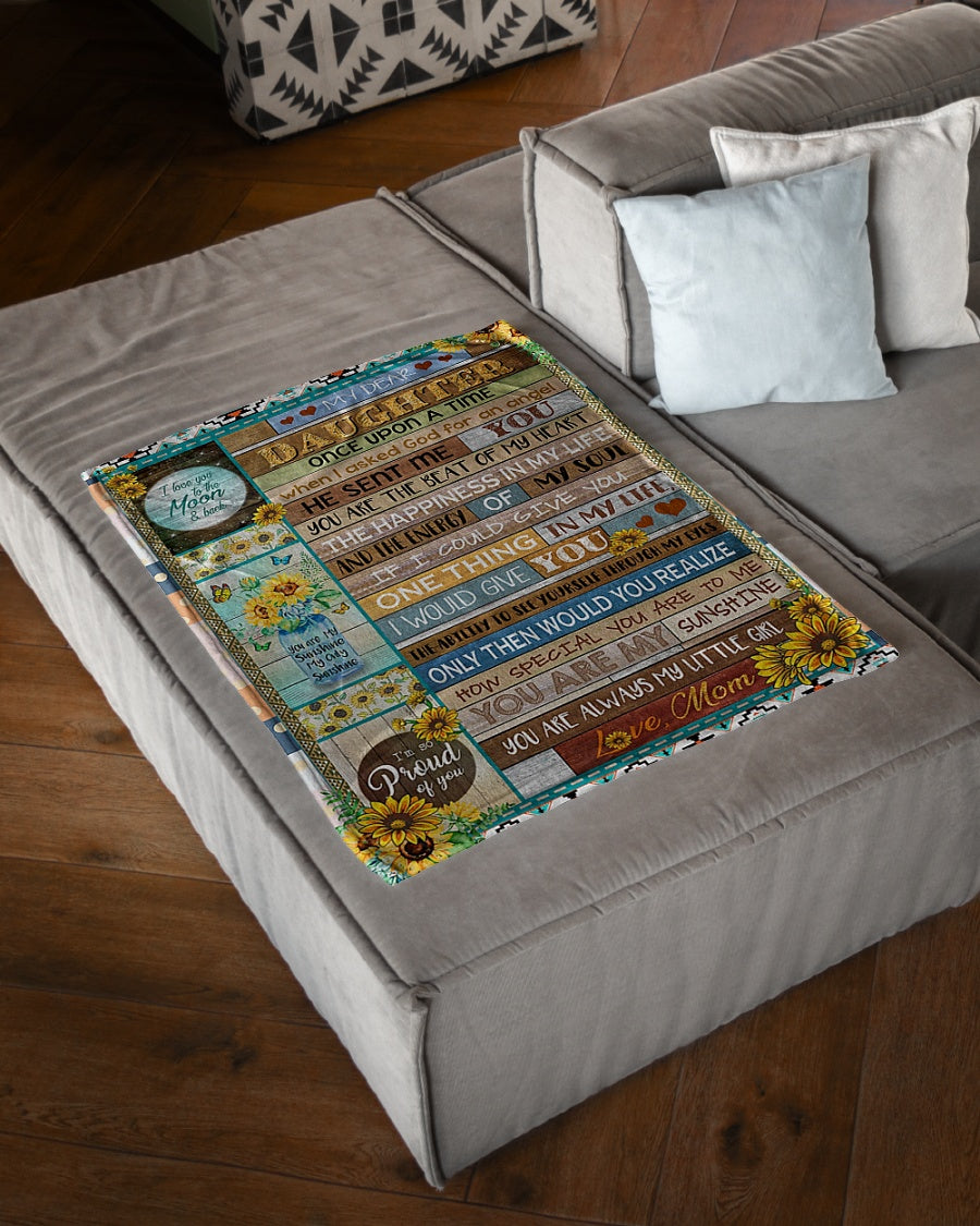 Sunflower You Are My Sunshine Daughter Gift Flannel Blanket For Cozy Bedroom Sofa Decor