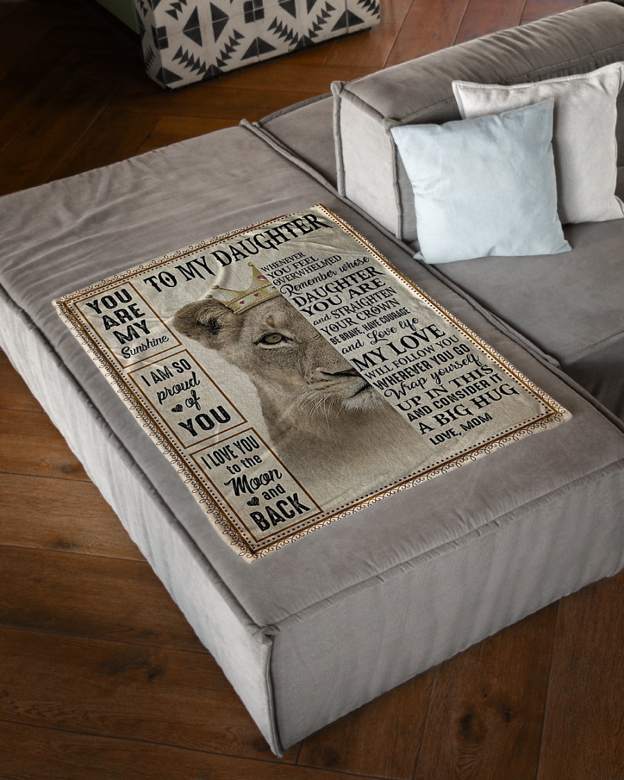 Lion You Are My Sunshine Daughter Gift Flannel Blanket For Cozy Bedroom Sofa Decor