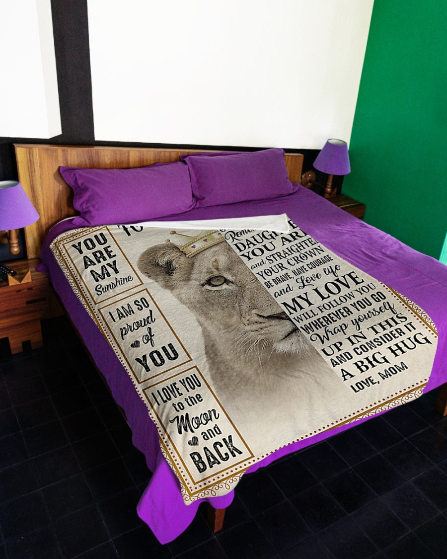 Lion You Are My Sunshine Daughter Gift Flannel Blanket For Cozy Bedroom Sofa Decor