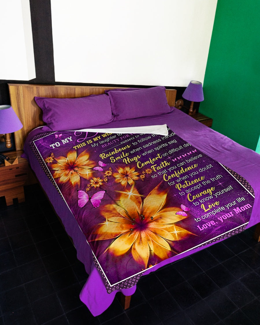 Flower My Wish For You Mom To Daughter Flannel Blanket For Cozy Bedroom Sofa Decor