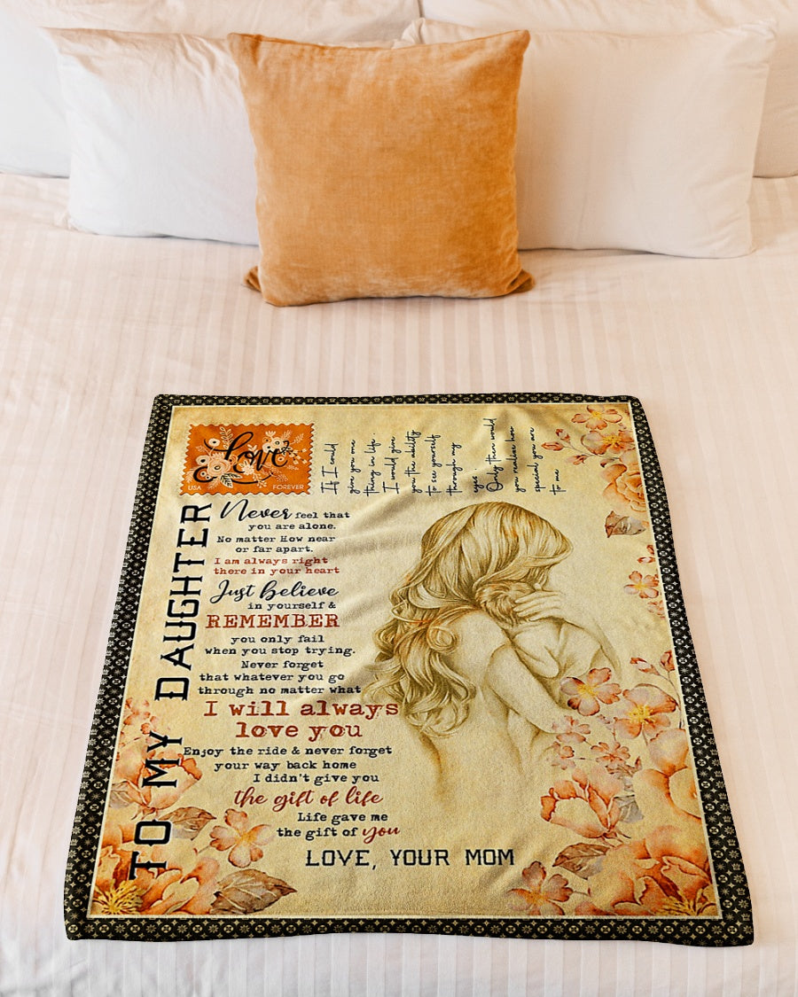 Family Mom Will Always Love You Daughter Gift Flannel Blanket For Cozy Bedroom Sofa Decor