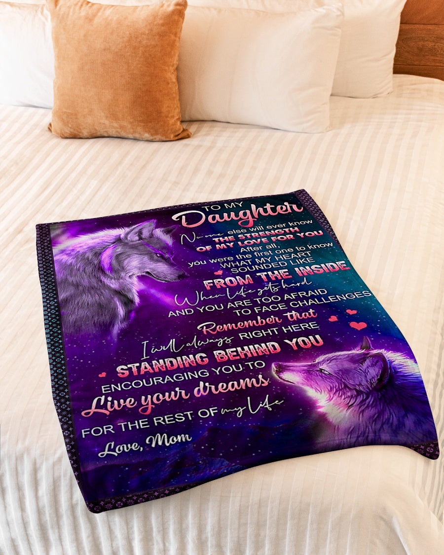 Wolf Live Your Dreams Daughter Gift Flannel Blanket For Cozy Bedroom Sofa Decor
