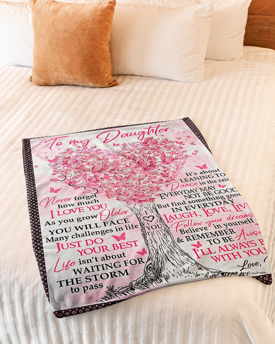 Family Love Follow Your Dreams Daughter Gift Flannel Blanket For Cozy Bedroom Sofa Decor