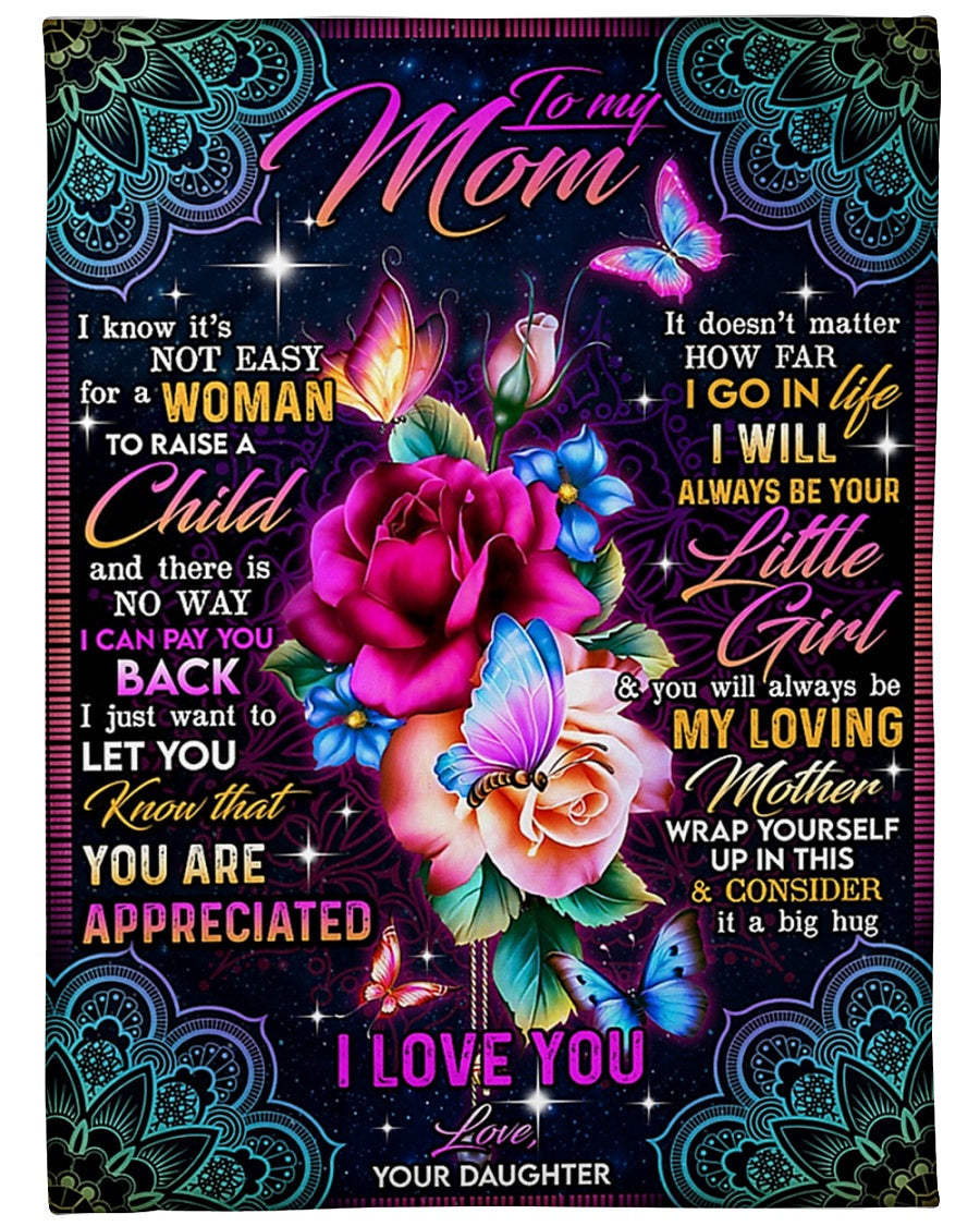 Rose I Love You With All My Heart My Loving Mother Flannel Blanket For Cozy Bedroom Sofa Decor