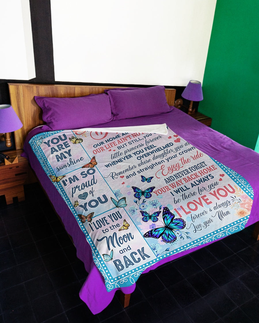 Butterfly Your Way Back Home Daughter Gift Flannel Blanket For Cozy Bedroom Sofa Decor