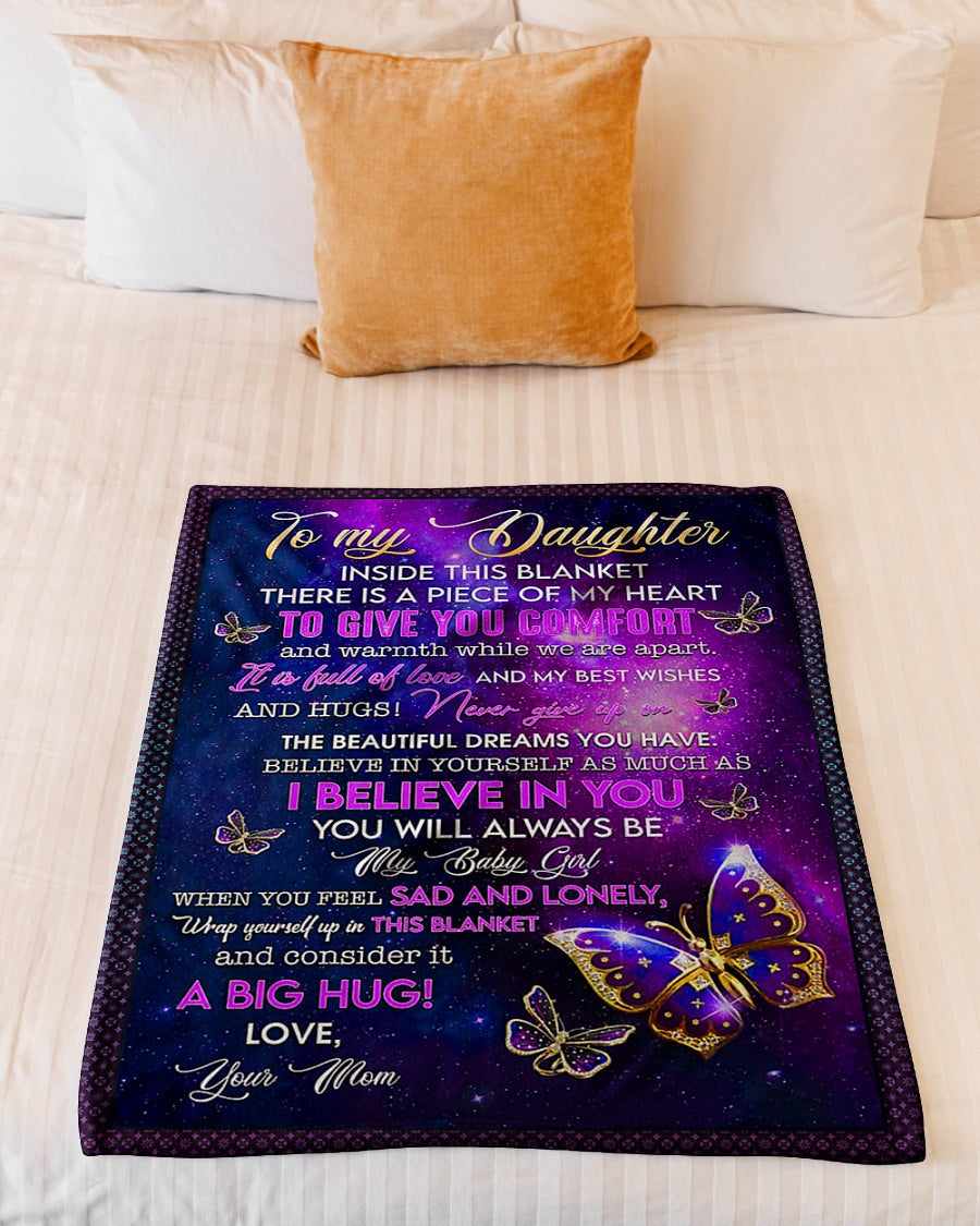 Butterfly I Believe In You Mom To Daughter Flannel Blanket For Cozy Bedroom Sofa Decor