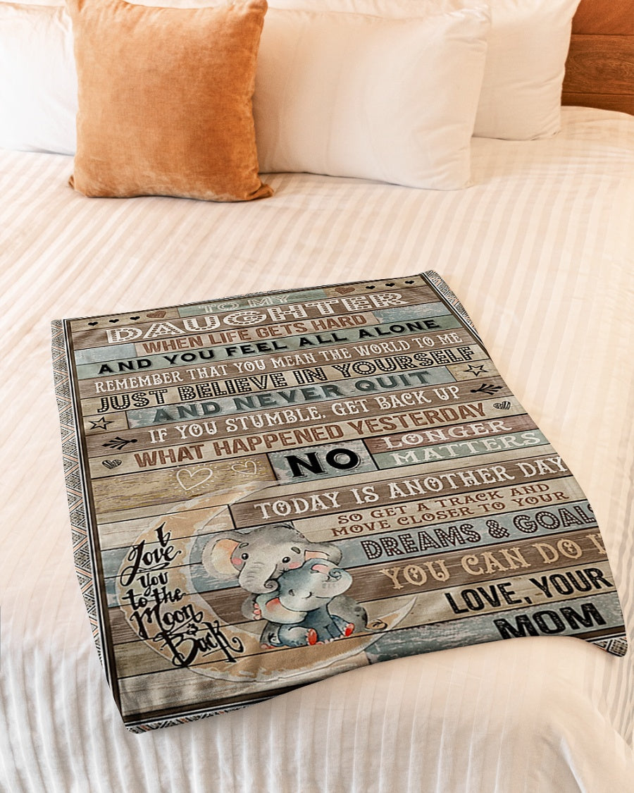 Elephant You Can Do It Daughter Gift Flannel Blanket For Cozy Bedroom Sofa Decor