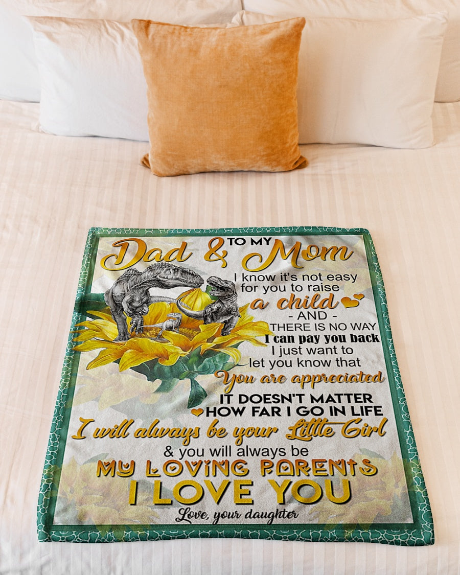 Dinosaur Lover Dad And Mom Dinosaur You Are Appreciated Flannel Blanket For Cozy Bedroom Sofa Decor