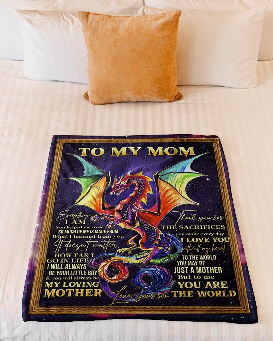 Dragon To My Mom Dragon Thank You Flannel Blanket For Cozy Bedroom Sofa Decor