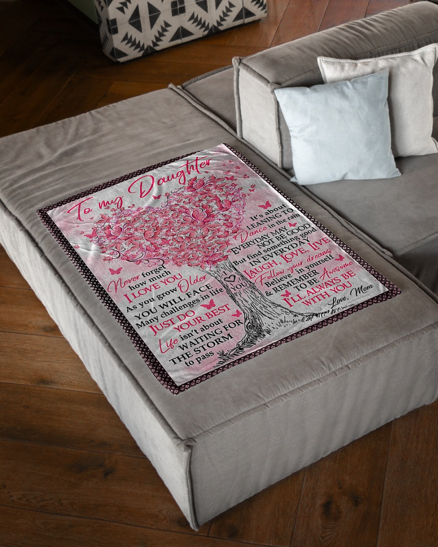 Family Love Follow Your Dreams Daughter Gift Flannel Blanket For Cozy Bedroom Sofa Decor