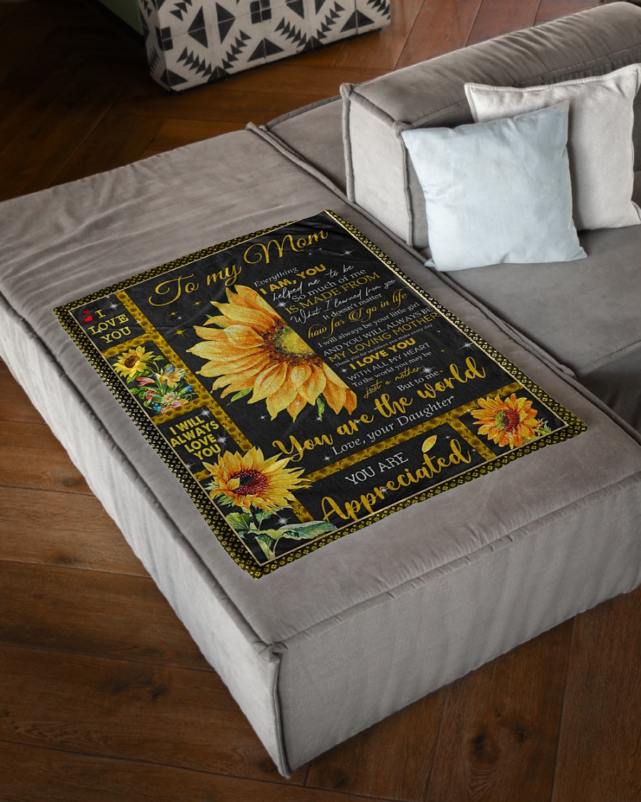 Sunflower To My Mom Flannel Blanket For Cozy Bedroom Sofa Decor