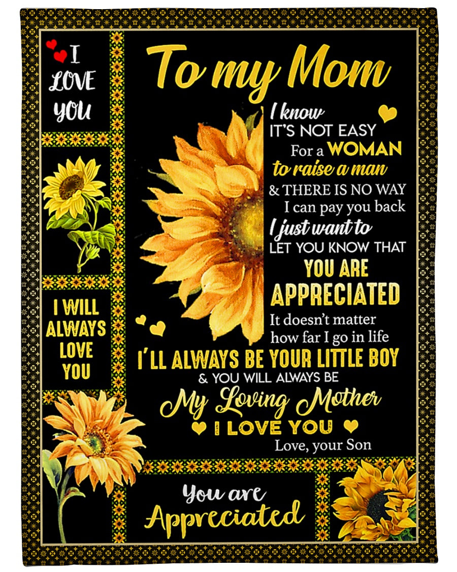 Sunflower You Are My Hero Mother Flannel Blanket For Cozy Bedroom Sofa Decor